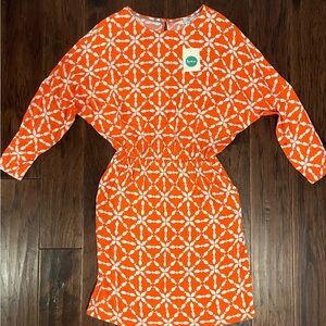 NWT Boden Orange Geometric Dress Size 6 Pockets